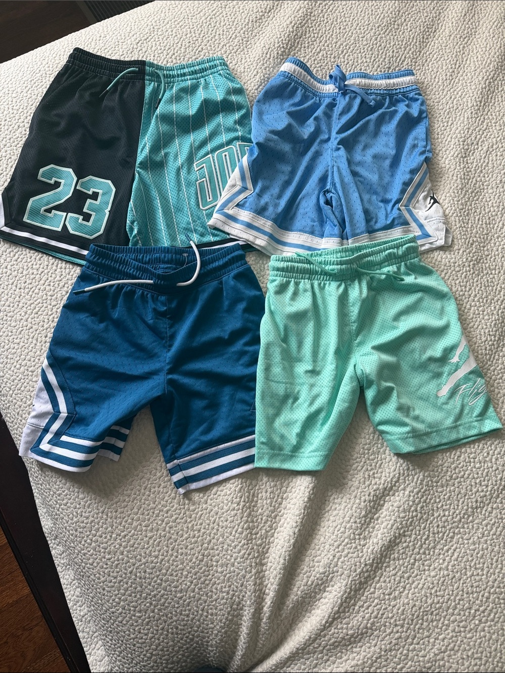 Lot of 4 pairs of Kids Athletic Jordan Shorts Pack - Blue & Aqua